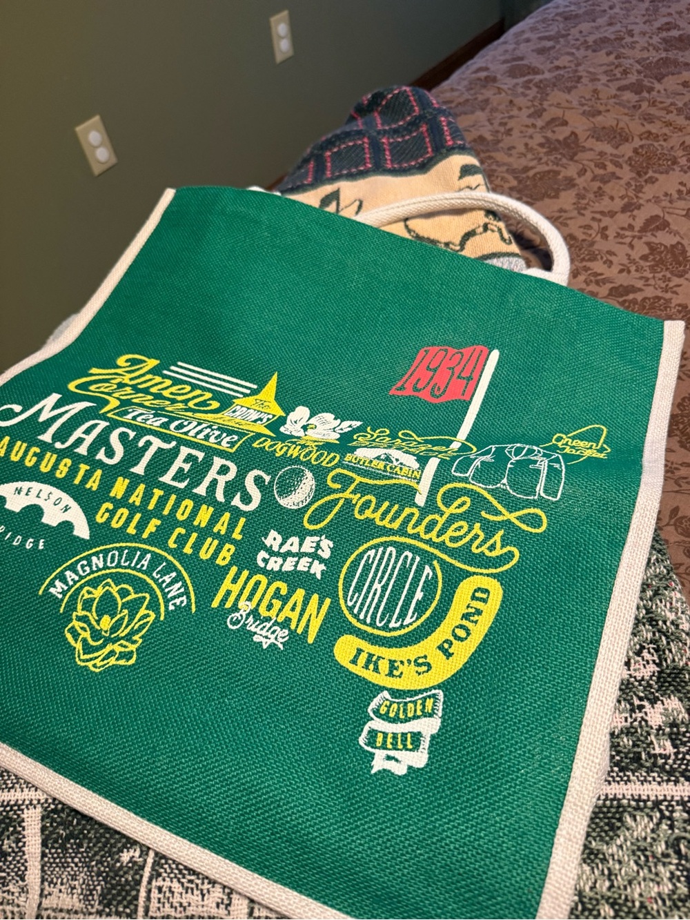 Masters Green Golf Tote with Yellow Graphics